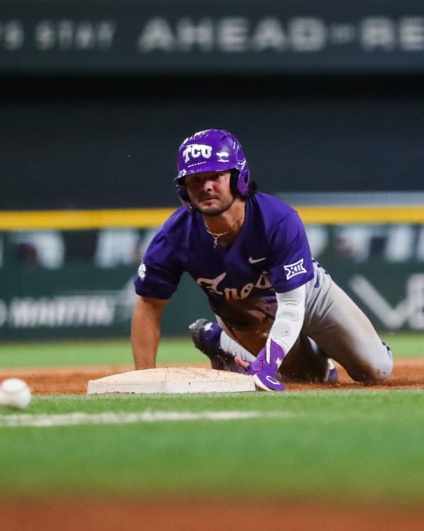 Myers Sees Loose Ball at Third